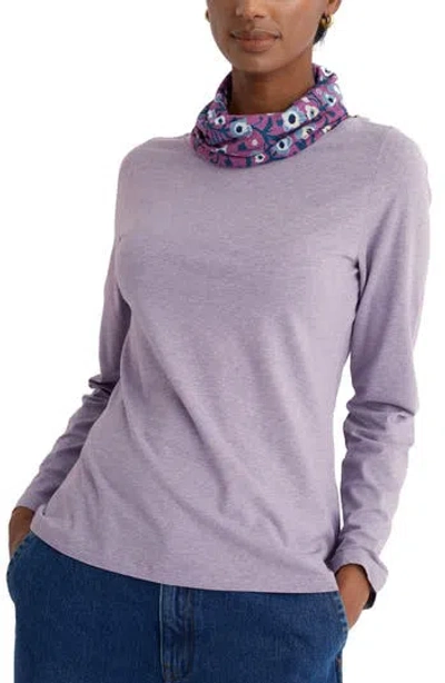 Seasalt Cornwall Easel Long Sleeve Stretch Organic Cotton Top In Purple
