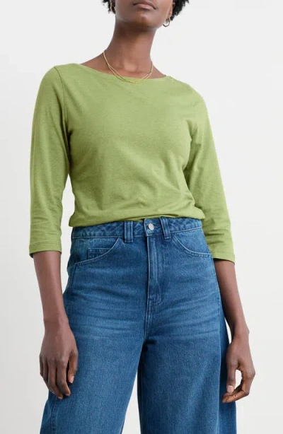 Seasalt Cornwall Easel Stretch Organic Cotton Top In Green