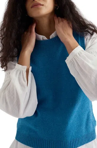 Seasalt Cornwall East View Merino Wool Blend Sweater Vest In Blue