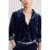 Seasalt Cornwall Elm Tree Velvet Button-up Shirt In Maritime
