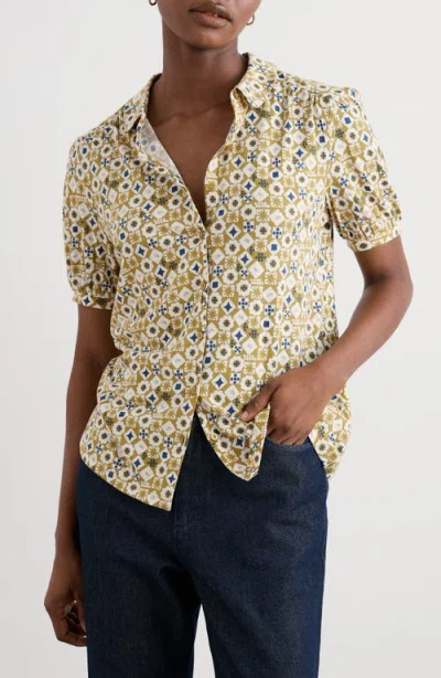 Seasalt Cornwall Embrace Geo Print Button-up Shirt In Brown