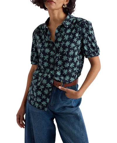 Seasalt Cornwall Embrace Short Sleeve Printed Shirt In Blue