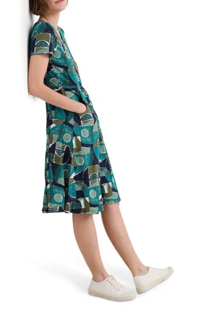Seasalt Cornwall Enor Abstract Print Organic Cotton T-shirt Dress In Blue