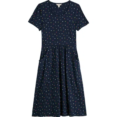 Seasalt Cornwall Enor Dot Print Organic Cotton Fit & Flare Midi Dress In Animal Print