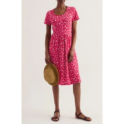 Seasalt Cornwall Enor Floral Organic Cotton Fit & Flare Midi Dress In Pink