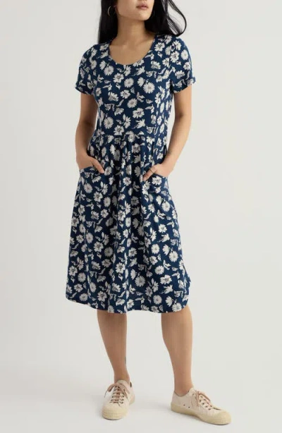 Seasalt Cornwall Enor Floral Print Organic Cotton Fit & Flare Midi Dress In Multi