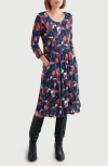 Seasalt Cornwall Enor Print Organic Cotton Fit & Flare Dress In Blue