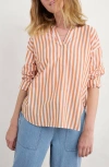 Seasalt Cornwall Eyebright Stripe Organic Cotton Popover Shirt In Mini Scallion Cumin
