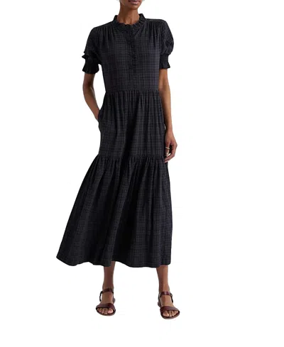 Seasalt Cornwall Feather Star Tiered Midi Dress In Black