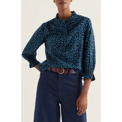 Seasalt Cornwall Feather Star Top In Dappled Leaves Light Indigo