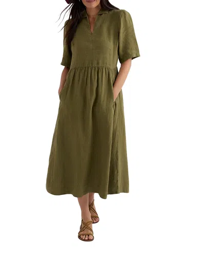 Seasalt Cornwall Fen Violet Linen Midi Dress In Green