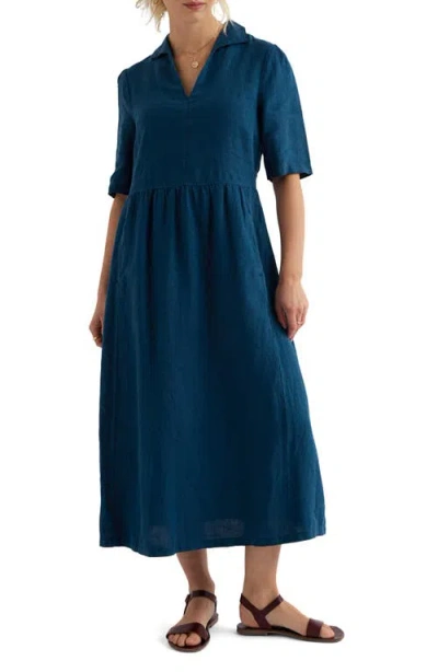 Seasalt Cornwall Fen Violet Linen Midi Shirtdress In Multi