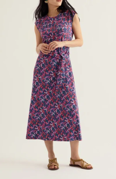 Seasalt Cornwall Fettling Floral Tie Waist Jersey Midi Dress In Multi