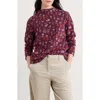 Seasalt Cornwall Field Glass Print Cotton Blend Mock Neck Top In Burgundy