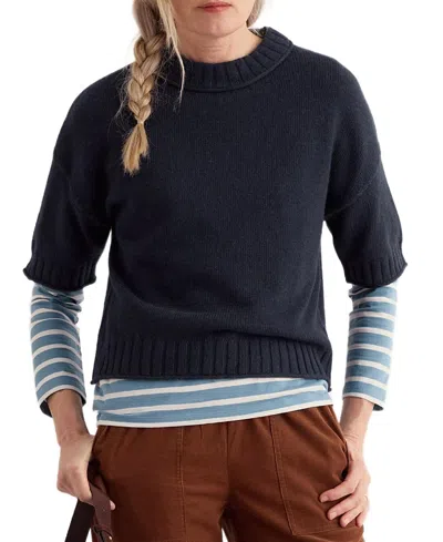Seasalt Cornwall Fistral Knitted Crew Neck Jumper In Blue