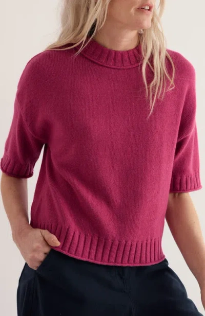 Seasalt Cornwall Fistral Short Sleeve Sweater In Rosa