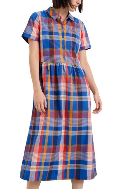 Seasalt Cornwall Fleet Check Organic Cotton Midi Shirtdress In Handicraft Multi
