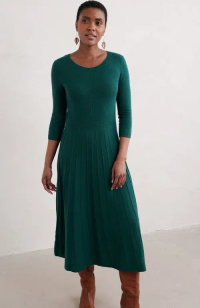 Seasalt Cornwall Folk Song Rib Midi Sweater Dress In Green