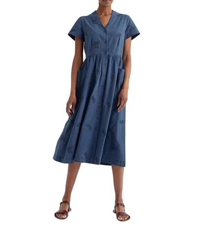 Seasalt Cornwall Fowen V-neck Shirt-style Midi Dress In Blue