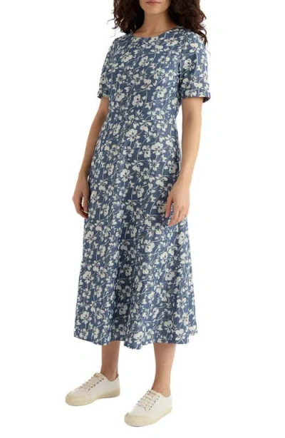 Seasalt Cornwall Fox Path Organic Cotton Floral Dress In Blue