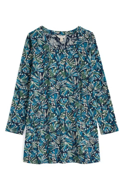 Seasalt Cornwall Frond Print Long Sleeve Cotton Jersey Tunic In Green