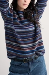 Seasalt Cornwall Fruity Ii Stripe Merino Wool Blend Sweater In Blue