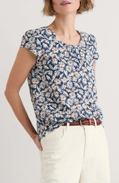 Seasalt Cornwall Garden Gate Daisy Print Organic Cotton Voile Top In Scatter Daisy Maritime