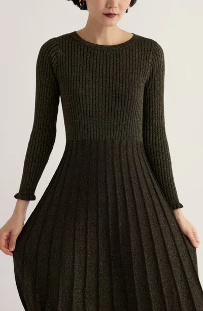 Seasalt Cornwall Glass Stem Sparkle Rib Midi Dress In Onyx