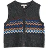 Seasalt Cornwall Golden Light Fair Isle Merino Wool Blend Sweater Vest In Black