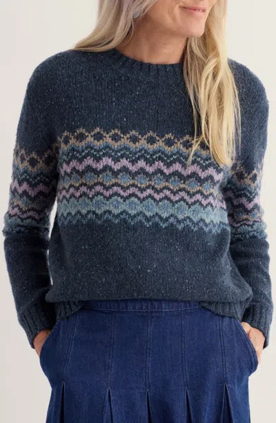 Seasalt Cornwall Golden Light Fair Isle Sweater In Sonata Maritime Echium Mix