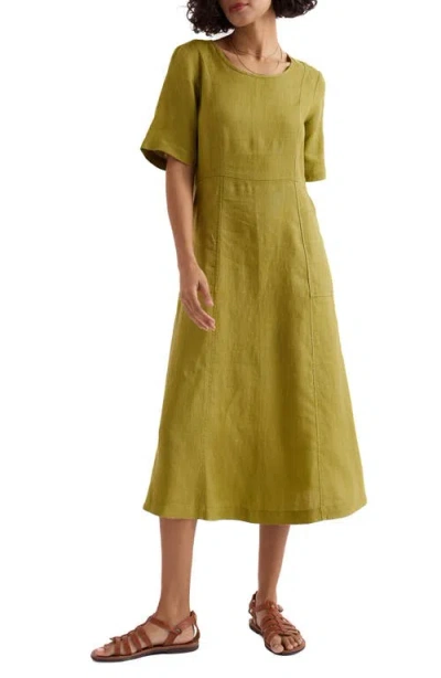Seasalt Cornwall Grass Wave Linen Midi Dress In Green