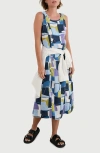 Seasalt Cornwall Grass Wave Print Sleeveless Linen Midi Dress In Multi