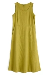 SEASALT CORNWALL SEASALT CORNWALL GRASS WAVE SLEEVELESS LINEN MIDI DRESS