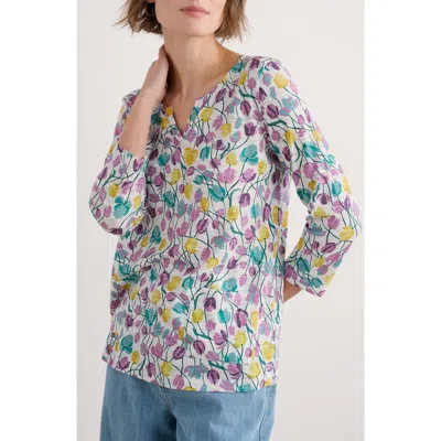 Seasalt Cornwall Gypsophilia Tulip Print Organic Cotton Top In Spring Tulips Chalk