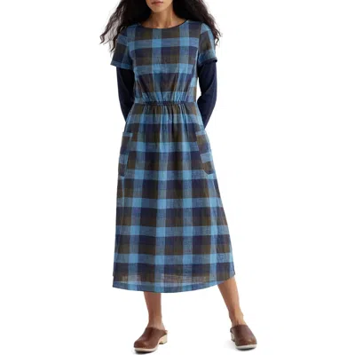 Seasalt Cornwall Haneth Check Print Midi Dress In Blue