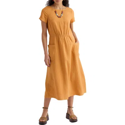 Seasalt Cornwall Haneth Linen Midi Dress In Orange