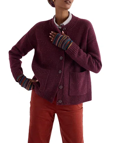 Seasalt Cornwall Harbour Sands Chunky Crew Neck Cardigan In Brown