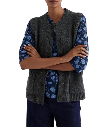 Seasalt Cornwall Harbour Sands Chunky Knitted Vest In Green