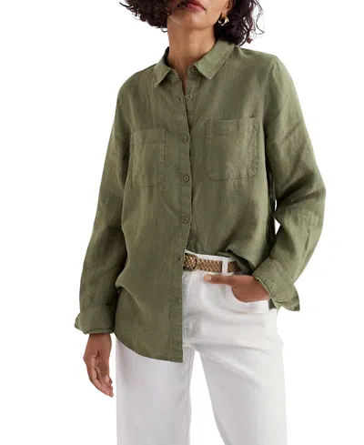 Seasalt Cornwall Hazel Branch Linen Shirt In Green