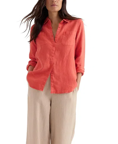 Seasalt Cornwall Hazel Branch Linen Button-up Shirt In Pink