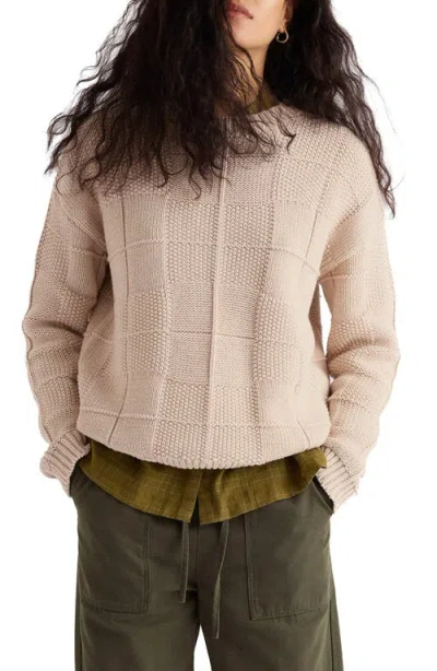 Seasalt Cornwall Hedge Rock Check Stitch Organic Cotton Blend Sweater In Neutral
