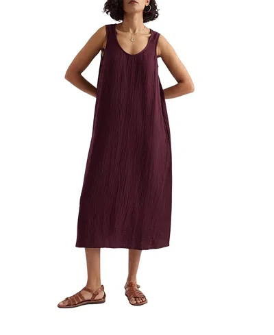Seasalt Cornwall Helleborine Cotton Loose-fit Midi Dress In Burgundy