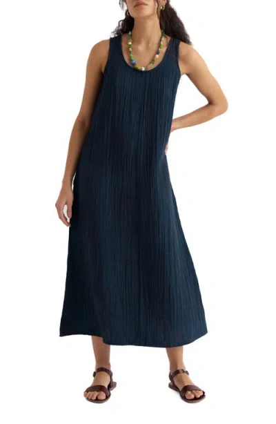 Seasalt Cornwall Helleborne Sleeveless Organic Cotton Dress In Blue