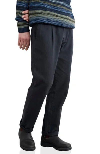 Seasalt Cornwall Helmsman Pleated Tapered Linen & Organic Cotton Pants In Black