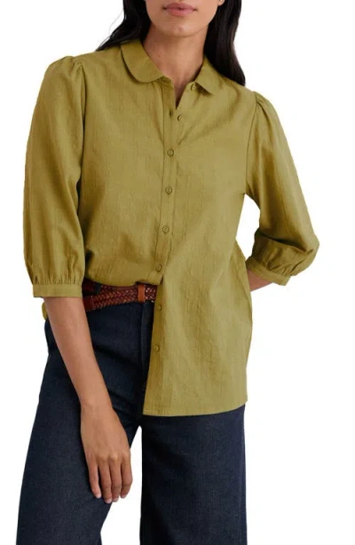 Seasalt Cornwall Hope Cottage Ii Organic Cotton Button-up Shirt In Green
