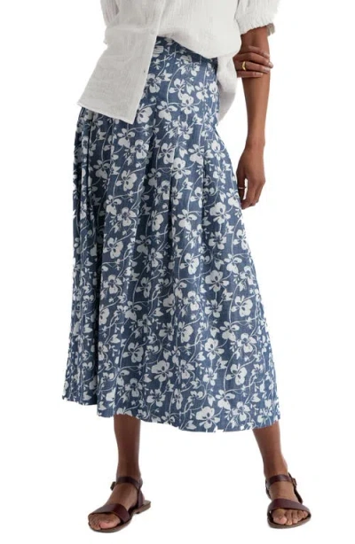 Seasalt Cornwall Jamboree Organic Cotton Chambray Midi Skirt In Blue