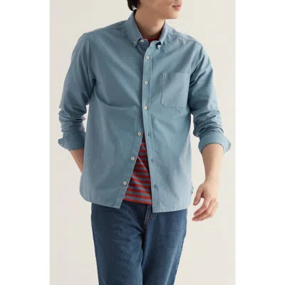 Seasalt Cornwall Jenken Garment Dyed Long Sleeve Oxford Shirt In Blue