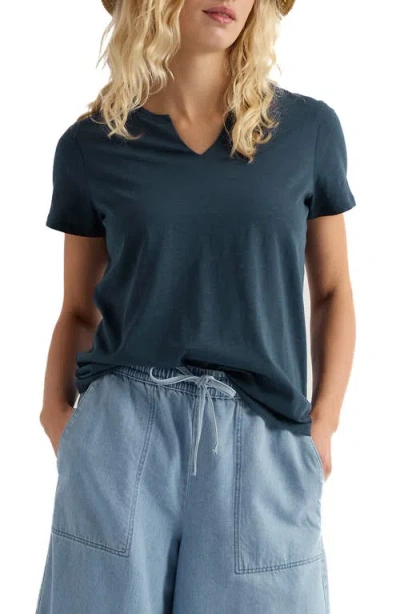 Seasalt Cornwall Kellow V-neck Organic Cotton T-shirt In Blue
