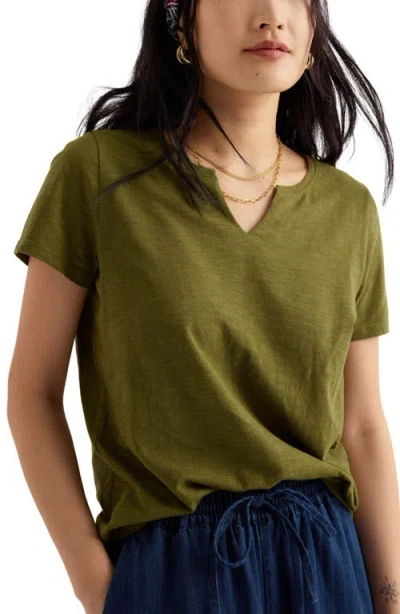 Seasalt Cornwall Kellow V-neck Organic Cotton T-shirt In Green