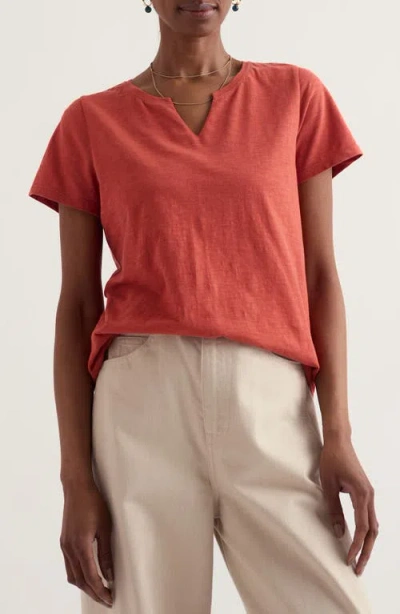 Seasalt Cornwall Kellow V-neck Organic Cotton T-shirt In Orange